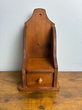 Vintage Wooden Wall Shelf with Drawer
